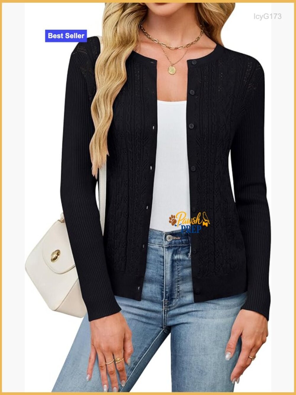 Women's Cable Knit Cardigan Sweater Lightweight Button Down Tops
